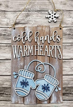 Load image into Gallery viewer, Winter Wishes Mittens Door Hanger Sign File File SVG, Glowforge, LuckyHeartDesignsCo
