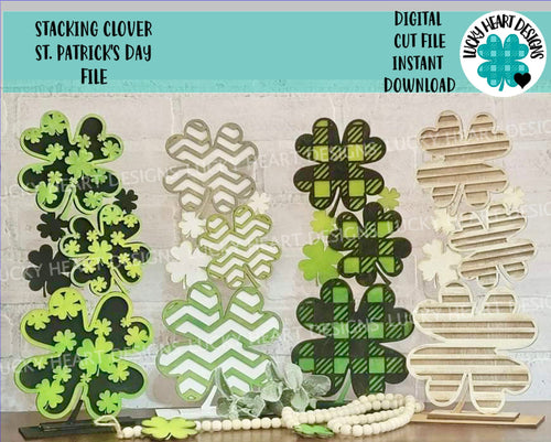 Stacking Clover St. Patrick's Day File SVG, Glowforge, LuckyHeartDesignsCo