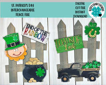 Load image into Gallery viewer, St. Patrick&#39;s Day Interchangeable Fence File SVG, Glowforge, LuckyHeartDesignsCo

