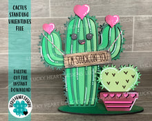 Load image into Gallery viewer, Cactus Standing Valentine&#39;s Day File SVG, Glowforge, LuckyHeartDesignsCo
