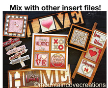 Load image into Gallery viewer, Love Home Interchangeable Leaning Sign File SVG, Glowforge inserts, LuckyHeartDesignsCo
