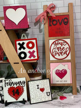 Load image into Gallery viewer, Valentine&#39;s Day Leaning Ladder File SVG, Glowforge Tiered Tray, LuckyHeartDesignsCo
