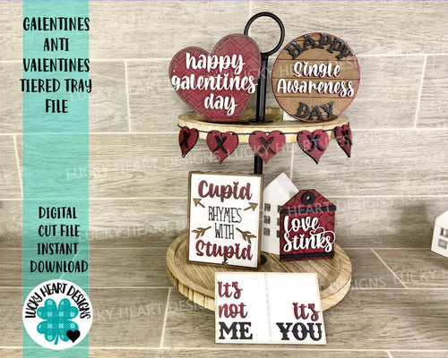 Galentines Anti-Valentines Tiered Tray File SVG, Tier Tray, Glowforge, LuckyHeartDesignsCo