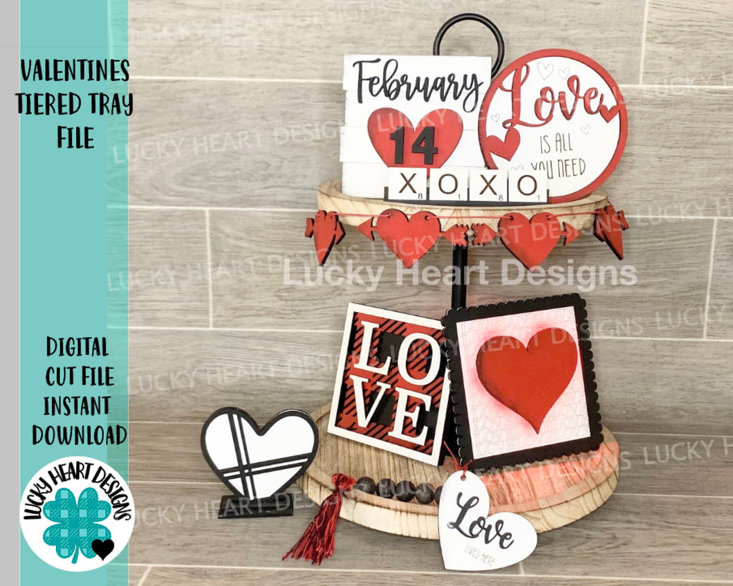 Valentines Day Tiered Tray File, SVG, Glowforge love decor tier tray