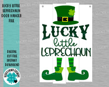 Load image into Gallery viewer, Lucky Little Leprechaun Door Hanger File SVG, Glowforge St. Patricks Day, luckyHeartDesignsCo
