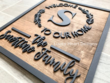 Load image into Gallery viewer, Welcome To Our Home Initial Sign File SVG, Glowforge, LuckyHeartDesignsCo
