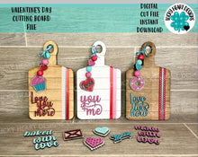 Load image into Gallery viewer, Valentine&#39;s Day Cutting board File SVG, Love Glowforge, LuckyHeartDesignsCO
