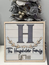 Load image into Gallery viewer, Shiplap Square Initial Name Sign File SVG, Glowforge, LuckyHeartDesignsCo
