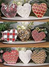 Load image into Gallery viewer, Standing Heart Trio File SVG, Valentine&#39;s Day Decor, Glowforge, LuckyHeartDesignsCo
