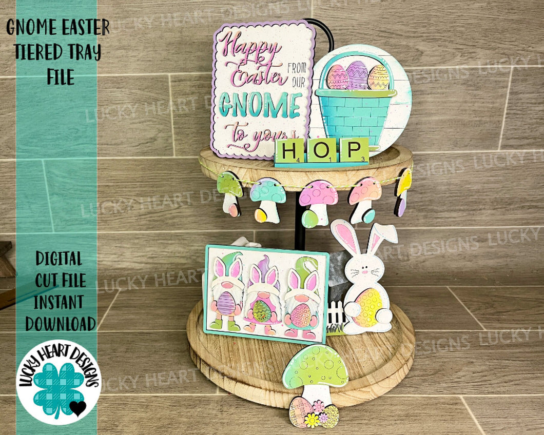 Gnome Easter Tiered Tray File SVG, Glowforge, Tier Tray, LuckyHeartDesignsCo