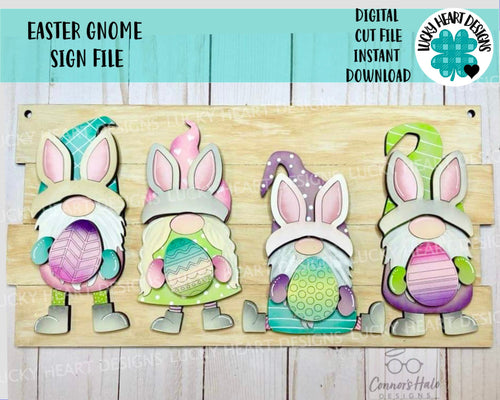 Easter Gnome Sign File SVG, Bunny Glowforge, LuckyHeartDesignsCo