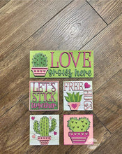Load image into Gallery viewer, Cactus Valentines Interchangeable Leaning Sign File SVG, Tiered Tray, Glowforge, LuckyHeartDesignsCo
