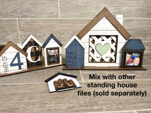 Load image into Gallery viewer, Standing House Interchangeable Leaning Sign File SVG, Glowforge, LuckyHeartDesignsCo
