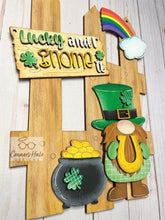 Load image into Gallery viewer, St. Patrick&#39;s Day Gnome Interchangeable Fence File SVG, Glowforge, LuckyHeartDesignsCo
