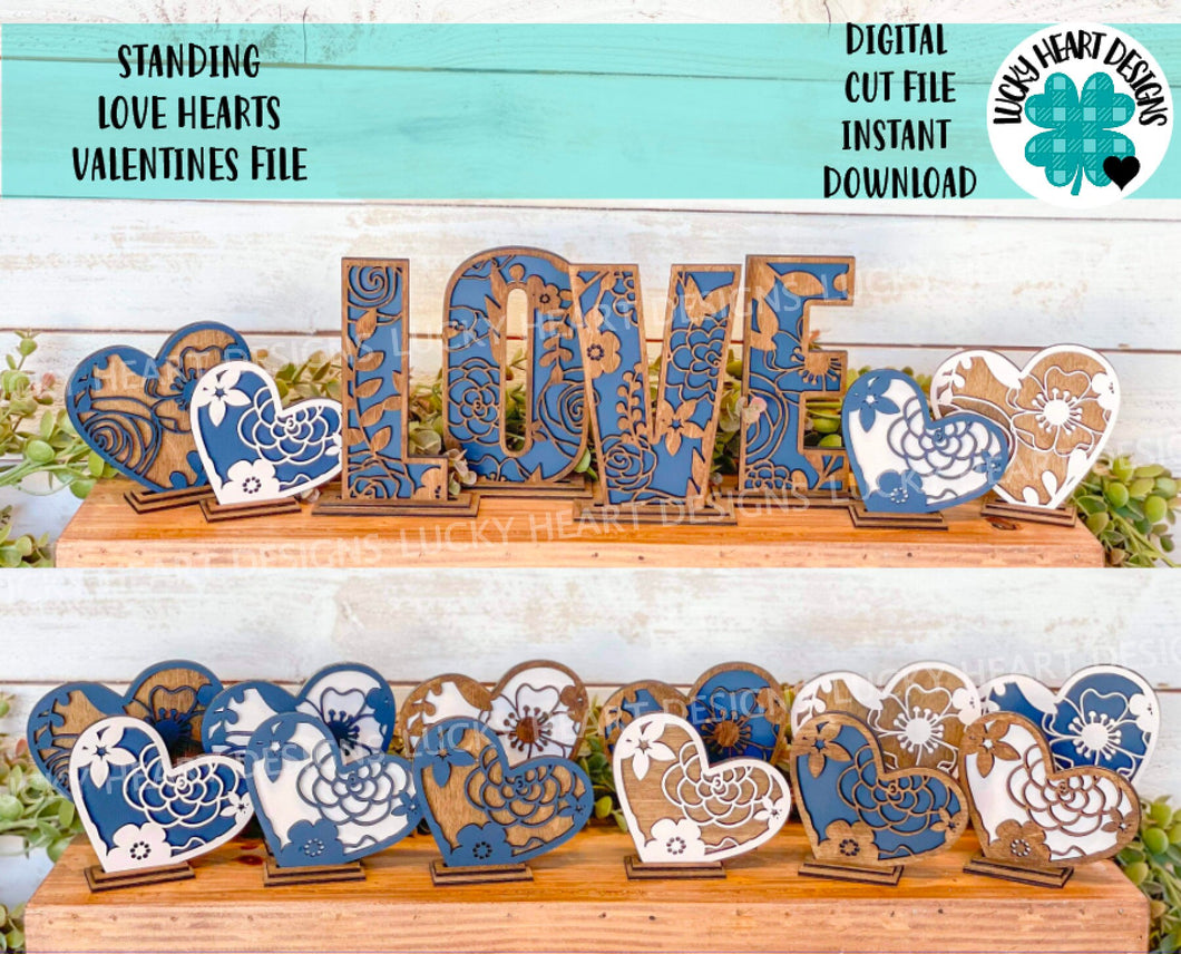 Love & Hearts Standing File SVG, glowforge, valentines day
