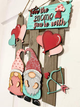Load image into Gallery viewer, Gnome Valentine&#39;s Day Interchangeable Fence File SVG, Glowforge, LuckyHeartDesignsCo
