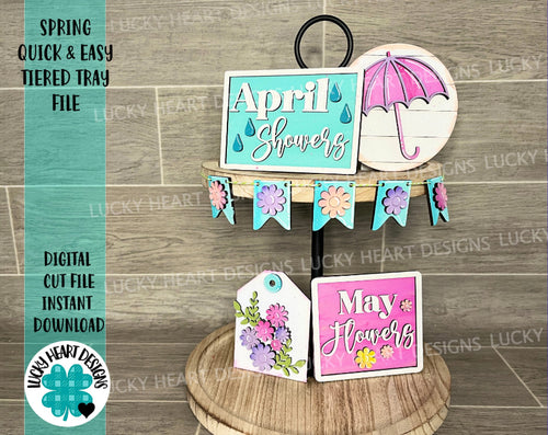 Spring Quick And Easy Tiered Tray File SVG, Glowforge Tier Tray, LuckyHeartDesignsCo