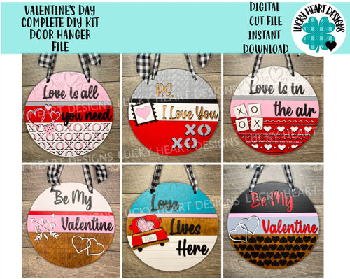 Valentines Day Door Hanger Complete DIY KIT File SVG, Glowforge, LuckyHeartDesignsCo