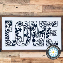 Load image into Gallery viewer, Floral LOVE sign SVG File, Glowforge Valentine&#39;s Day diy kit
