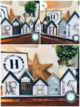 Load image into Gallery viewer, Family Home Standing Houses Centerpiece File SVG, Mantle Decor Glowforge, LuckyHeartDesignsCo
