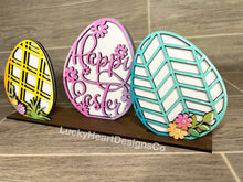 Load image into Gallery viewer, Standing Easter Egg Trio File, Glowforge, LuckyHeartDesignsCo
