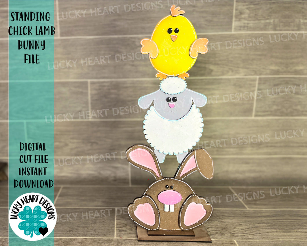 Chick Lamb Bunny Standing Easter File SVG, Glowforge, LuckyHeartDesignsCo