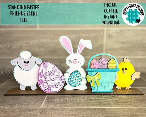 Standing Easter Friends Scene File SVG, Glowforge, LuckyHeartDesignsCo