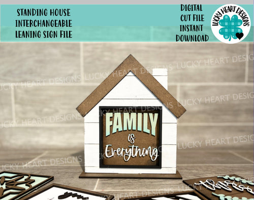 Standing House Interchangeable Leaning Sign File SVG, Glowforge, LuckyHeartDesignsCo
