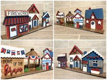Load image into Gallery viewer, Americana Standing Houses File SVG, Fourth of July, USA Glowforge, LuckyHeartDesignsCo

