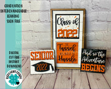 Load image into Gallery viewer, Graduation Interchangeable Leaning Sign File SVG, Glowforge, LuckyHeartDesignsCo
