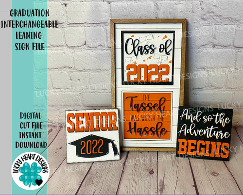 Graduation Interchangeable Leaning Sign File SVG, Glowforge, LuckyHeartDesignsCo
