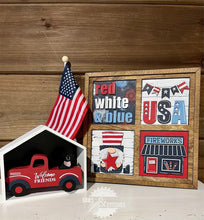 Load image into Gallery viewer, Fourth of July Interchangeable Leaning Sign File SVG, Glowforge, LuckyHeartDesignsCo
