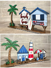 Load image into Gallery viewer, Summer Beach Standing Houses File SVG, Glowforge Lighthouse, LuckyHeartDesignsCo
