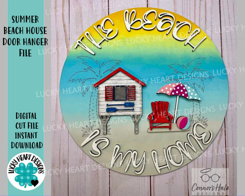 Summer Beach House Door Hanger File SVG, LuckyHeartDesignsCo