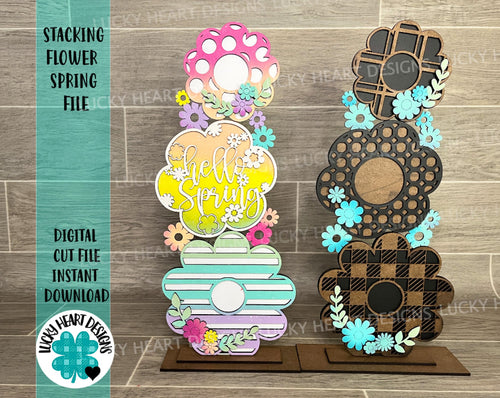 Stacking Flower Spring File SVG, Glowforge, LuckyHeartDesignsCo