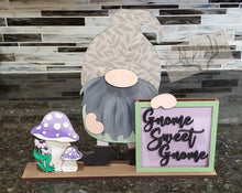 Load image into Gallery viewer, Standing Gnome Interchangeable Leaning Sign File SVG, Glowforge, LuckyHeartDesignsCo
