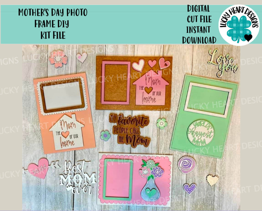 Mother's Day Frames DIY Craft Kit File SVG, Glowforge Laser, LuckyHeartDesignsCo