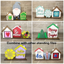 Load image into Gallery viewer, Seasonal Shapes Standing House Add On File SVG, Glowforge, LuckyHeartDesignsCo
