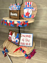 Load image into Gallery viewer, Gnome Fourth Of July Tiered Tray File SVG, American USA Tier Tray, Glowforge, LuckyHeartDesignsCo
