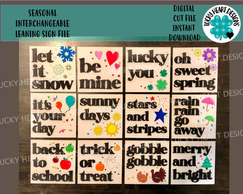 Seasonal Interchangeable Leaning Ladder Sign Bundle File SVG, Glowforge, LuckyHeartDesignsCo