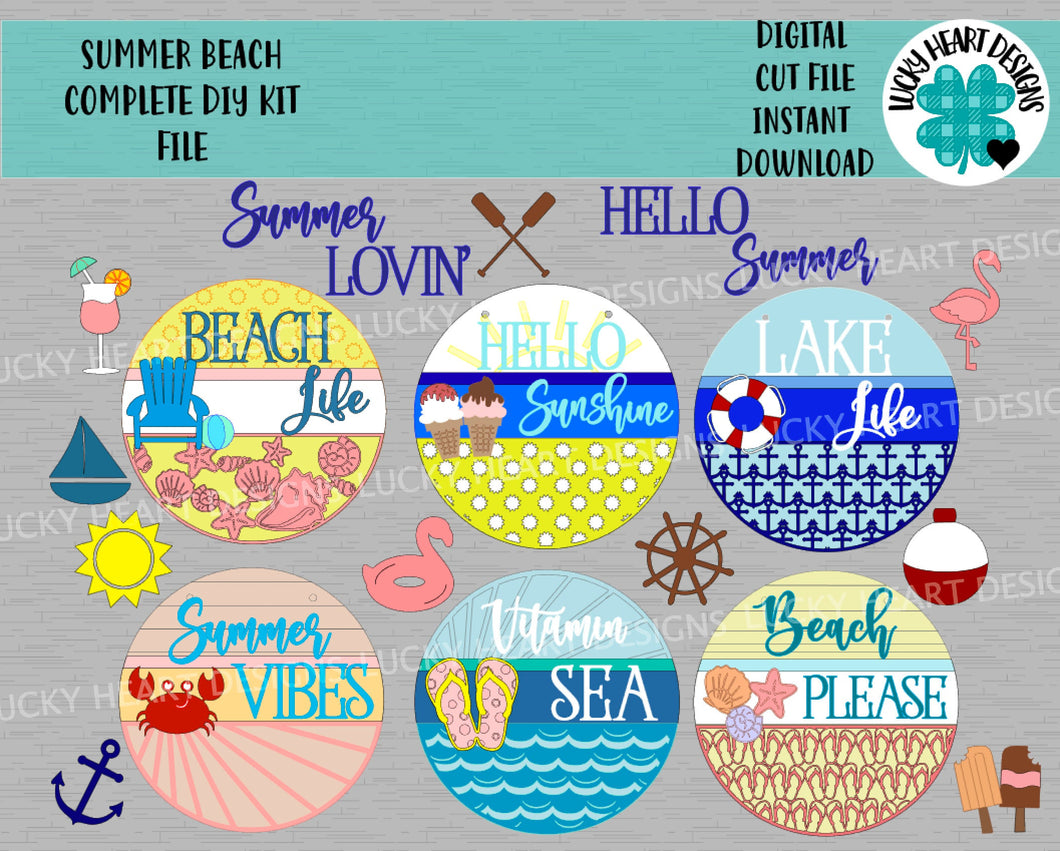 Summer Beach Door Hanger Complete DIY Kit File SVG, Glowforge, LuckyHeartDesignsCo