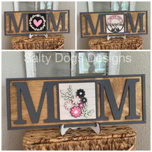 Load image into Gallery viewer, Mom Interchangeable Leaning Sign File SVG, Mother&#39;s Day Glowforge, LuckyHeartDesignsCo
