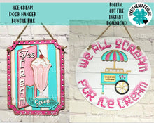 Load image into Gallery viewer, Ice Cream Door Hanger Bundle File SVG, Icecream Summer Glowforge, LuckyHeartDesignsCo
