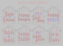 Load image into Gallery viewer, Standing Houses Seasonal Add On File SVG, Glowforge, LuckyHeartDesignsCo
