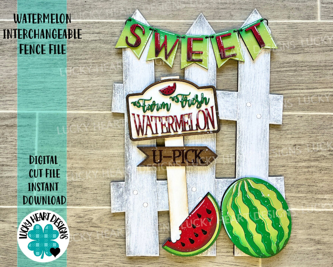 Watermelon Interchangeable Fence File SVG, Fruit Summer Glowforge, LuckyHeartDesignsCo