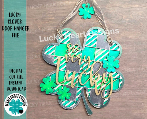 Lucky Clover Door hanger, File SVG, Glowforge Shamrock St. Patrick's Day