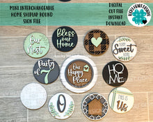 Load image into Gallery viewer, Interchangeable Home Shiplap Round for Tiered Tray File SVG, Glowforge Laser, LuckyHeartDesignsCo
