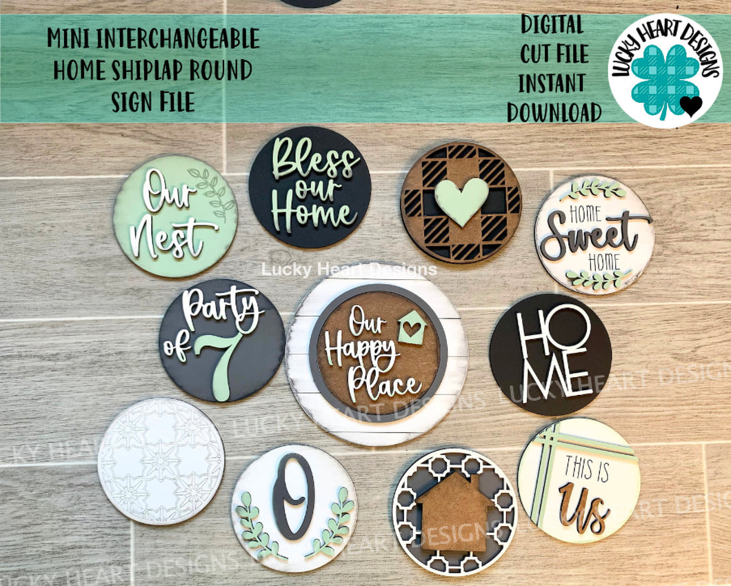 Interchangeable Home Shiplap Round for Tiered Tray File SVG, Glowforge Laser, LuckyHeartDesignsCo