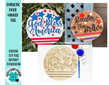 Load image into Gallery viewer, Patriotic Door Hanger File SVG, USA 4th of July America, Glowforge Laser, Lucky Heart DesignsCo
