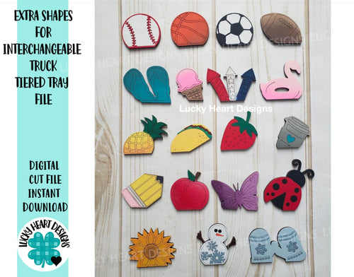 Extra Shapes for the Interchangeable Tiered Tray Truck File SVG, Glowforge Laser, LuckyHeartDesignsCo